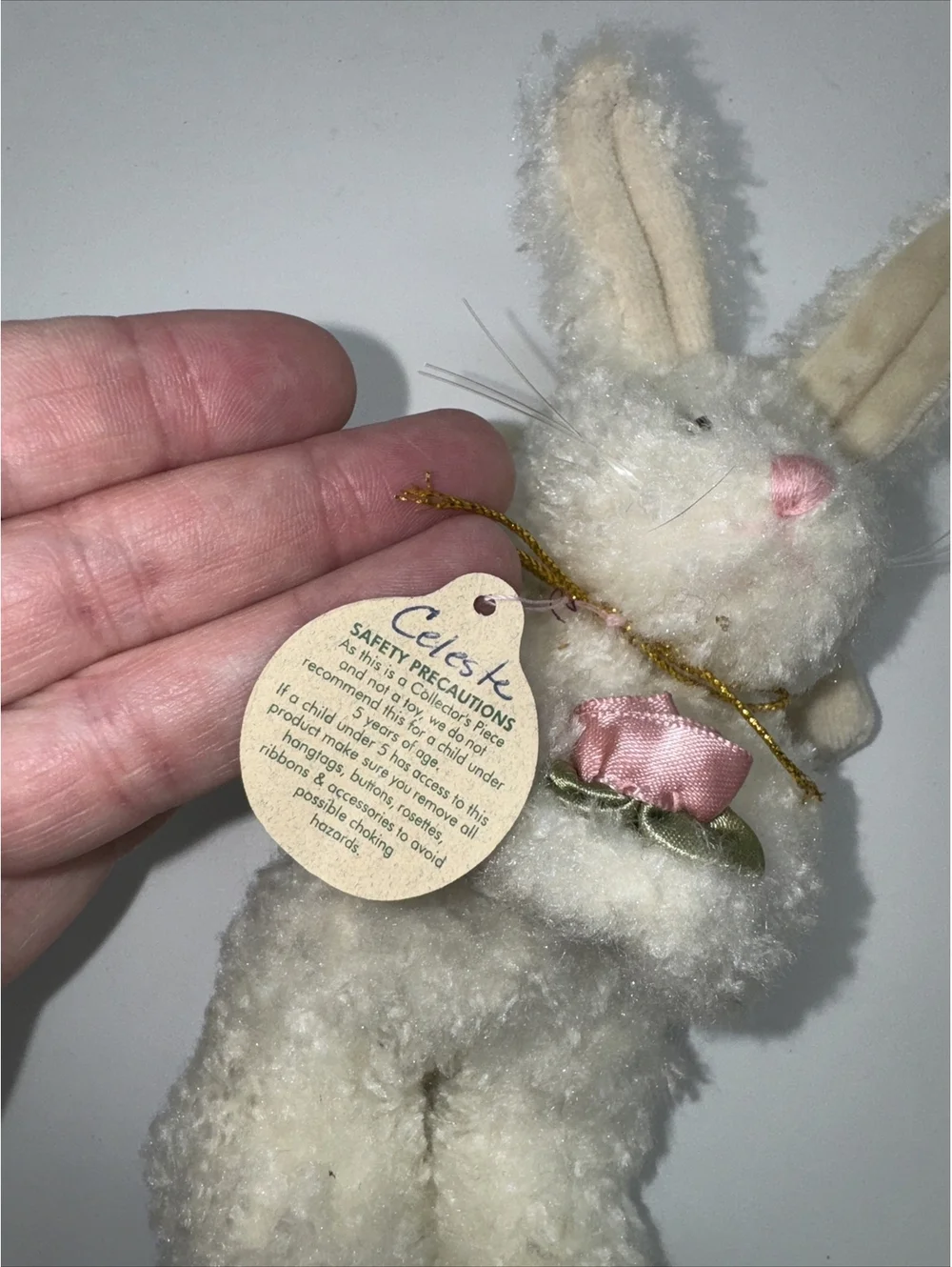 BOYDS BEARS PLUSH ORNAMENT ANGEL BUNNY CELESTE 1994 JOINTED EASTER